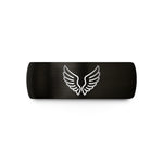 personalized jewelry for mom – black & gold tungsten angel wings wedding band