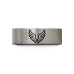 personalized jewelry for mom – gold & grey tungsten angel wings wedding band