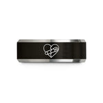 mother's day present ideas – black & grey tungsten broken heart wedding band