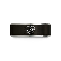 mother's day present ideas – black & grey tungsten broken heart wedding band