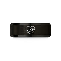 tungsten rings for couples – black & rose gold tungsten broken heart wedding band