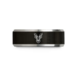 tungsten rings for women – black & silver tungsten deer wedding band