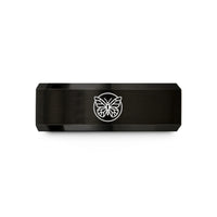unique presents for mom – black tungsten geometric butterfly circle wedding band