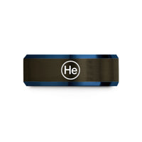 personalized presents for her – gunmetal & blue tungsten helium he wedding band