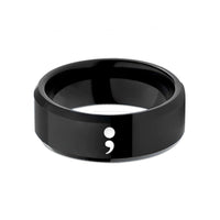 present ideas for mom – black tungsten semicolon wedding band
