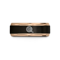 personalized presents for mom – black & rose gold tungsten shakshuka skillet wedding band
