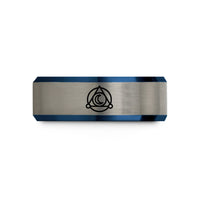 unique presents for mom – black & blue & grey tungsten summoning seal wedding band