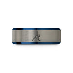 unique presents for mom – blue & grey tungsten triangle pose trikonasana wedding band