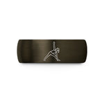 special present ideas mom – gunmetal & blue tungsten triangle pose trikonasana wedding band