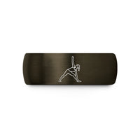 special present ideas mom – gunmetal & blue tungsten triangle pose trikonasana wedding band