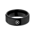 tungsten rings for women – black tungsten overlapping circles pattern wedding band