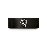 unique presents for her – black & gold tungsten raised fist heart wedding band