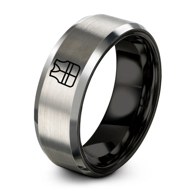 Safety Vest – Tungsten Wedding Band, 8 mm, Silver, Black Comfort-Fit Unisex