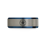 mother's day presents ideas – black & blue & grey tungsten sand dollar wedding band