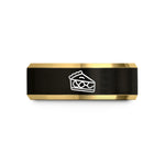 special presents for wife – black & gold tungsten apple pie slice wedding band