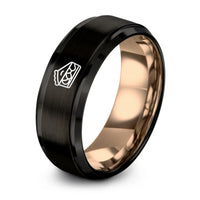 Day Mothers Gift Wife – black & rose gold tungsten apple pie slice ring