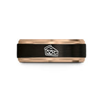 top present ideas mom – black & rose gold tungsten apple pie slice wedding band