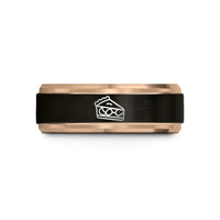 top present ideas mom – black & rose gold tungsten apple pie slice wedding band