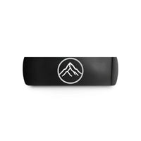 customized band for wife – black tungsten olympic mountain wedding band