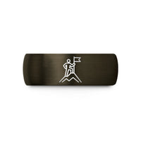 engraved jewelry for couples – gunmetal & black tungsten summit pose flag wedding band