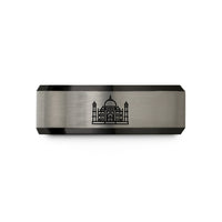 tungsten rings for couples – black & gray tungsten taj mahal wedding band