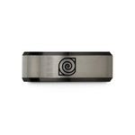 unique memorial bands – black & silver tungsten archimedean spiral wedding band