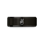 personalized moms day presents – black tungsten victory hand wedding band
