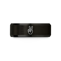 personalized moms day presents – black tungsten victory hand wedding band