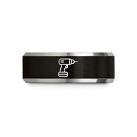 unique mom present ideas – black & gray tungsten cordless drill wedding band
