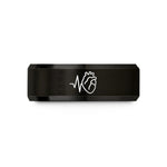 presents for new mom – black & gold tungsten fetal heartbeat line wedding band
