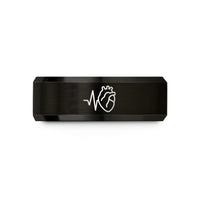 presents for new mom – black & gold tungsten fetal heartbeat line wedding band