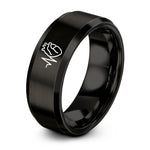 mom's day jewelry presents – black tungsten fetal heartbeat line ring