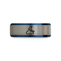 best presents for mom – black & blue & gray tungsten cloud moon wedding band