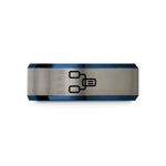 mom daughter jewelry presents – blue & grey tungsten linked list wedding band