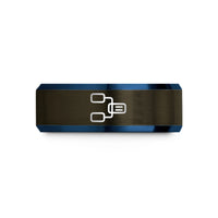 special presents for her – gunmetal & blue tungsten linked list wedding band