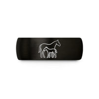 unique presents for moms – black & gold tungsten nursing foal mare wedding band