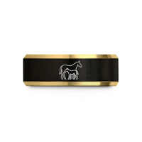 best presents for moms – black & gold tungsten nursing foal mare wedding band