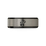 unique presents for ladies – black & grey tungsten goat wedding band