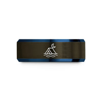 unique keepsakes for her – gunmetal & blue tungsten lake tent wedding band