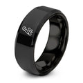 Mic Cable – Tungsten Wedding Band, 8 mm, Black Comfort-Fit Unisex