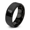 Mic Cable – Tungsten Wedding Band, 8 mm, Black Comfort-Fit Unisex
