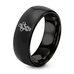 Day Mothers Gifts for Mom – black tungsten thorn wrapped cross ring