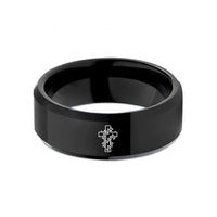 meaningful presents for her – black tungsten thorn wrapped cross wedding band