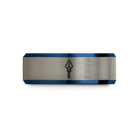 unique mom present ideas – black & blue & gray tungsten yari spear wedding band