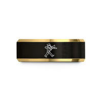 soft presents for women – black & gold tungsten marching trombone wedding band