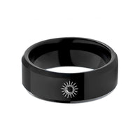 present for her – black tungsten sun wedding band