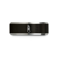 unique presents for her – black & silver tungsten utility knife wedding band