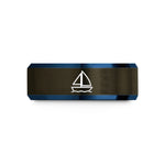 unique sister presents art – gunmetal & blue tungsten sailboat icon wedding band