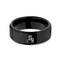 best sister present options – black tungsten tester glass wedding band