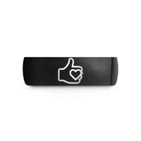 unique presents for siblings – black tungsten thumbs up heart wedding band